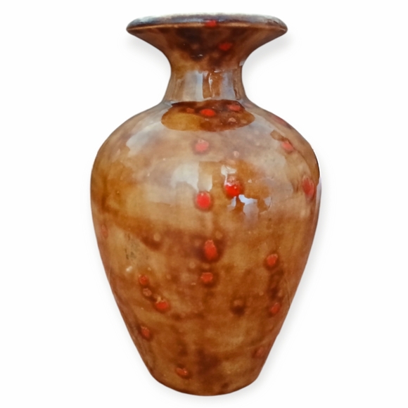 MCM England CG 76 Mark Lava Flame Burnt Orange Glazed Vase Jar Vintage Manganese - Picture 5 of 10